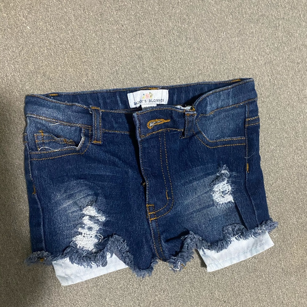 Baby/toddler denim shorts. Bailey’s blossoms